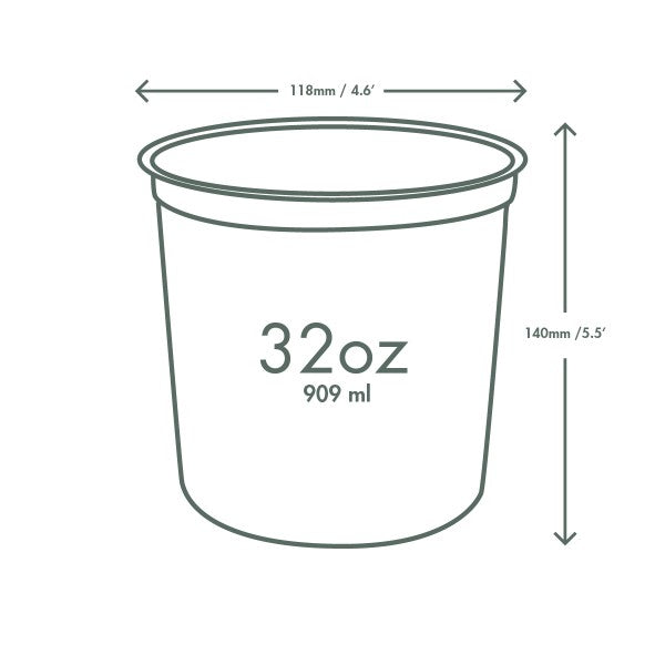 32 oz Compostable Round Deli Container | Clear | Vegware® | PLA
