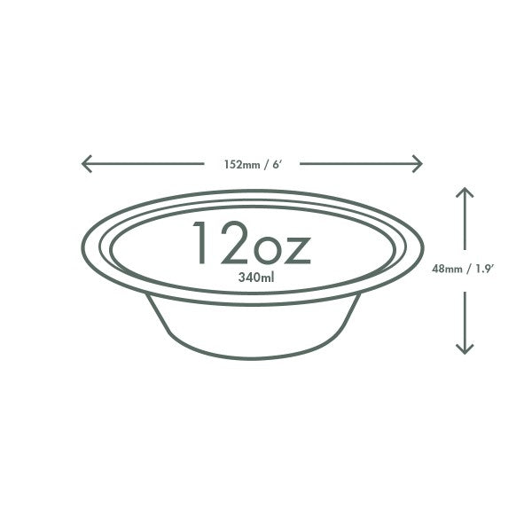 Tan bowl with dimensions labeled on a white background