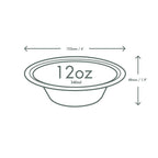 Tan bowl with dimensions labeled on a white background