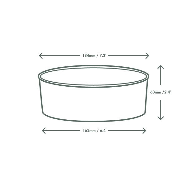 Diagram drawing of dimensions for a paper bowl.