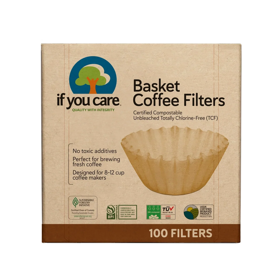 Basket Coffee Filters for 8-12 Cup Coffee Makers | Home Compostable