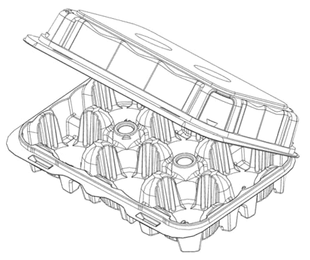 Diagram of 6-Pack Cupcake/Muffin Packaging.