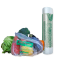 Plastech produce bags with vegetables on a white background