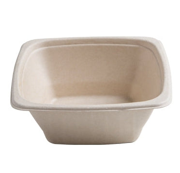 Beige square bowl on a white background