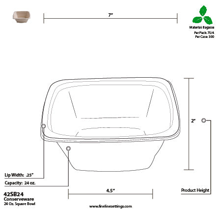 Sketch of 24 oz bowl with dimensions.