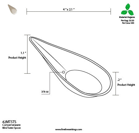 4" Mini Taster Spoon | Tan | Sugarcane Fiber | Case of 500