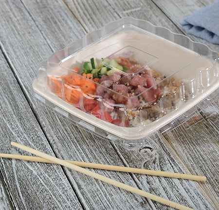 Dome Lid for 16-40 oz Square Bowl | Clear | Recyclable | Case of 300