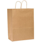 13"x7"x13" Kraft Paper Shopping Bags w/ Handles | Jr Mart | Compostable