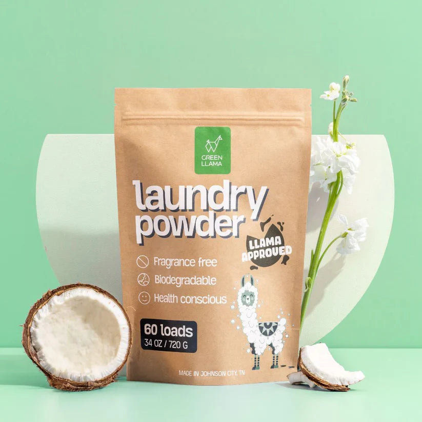 Powder Laundry Detergent w/Scoop | Fragrance-Free | Green Llama