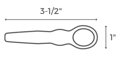 Measurement chart showing a spoon with dimensions labeled '3-1/2"'.