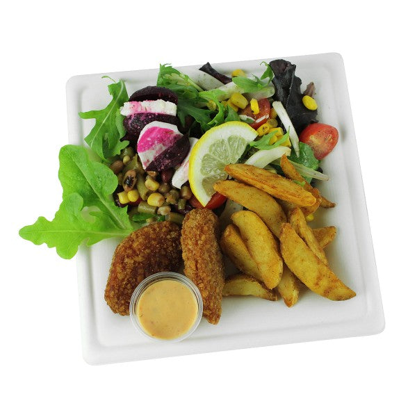 8" Square Plate | White Sugarcane