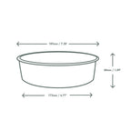 Diagram of dimensions for a white paper bowl.