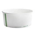 White paper bowl with green stripe and 'vegware' branding on a white background