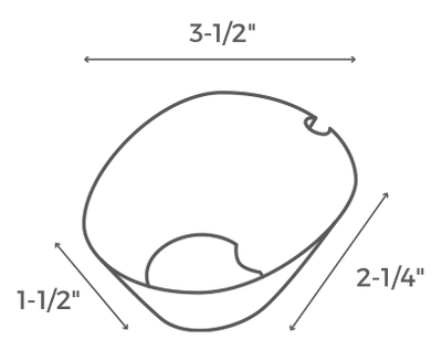 Illustration of a compostable bowl with dimensions labeled on a white background