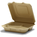 Disposable food container with a lid on a white background