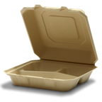 Disposable food container with a lid on a white background