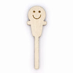 Wooden hot cup lid plug with a smiley face on a white background